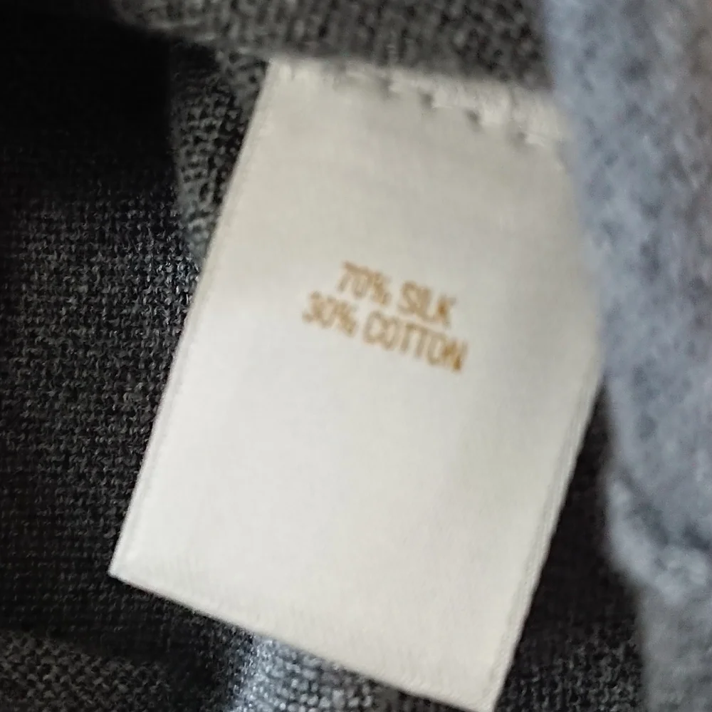 Kate Spade gray Bow detailed pocket silk and cotton Knit top size S